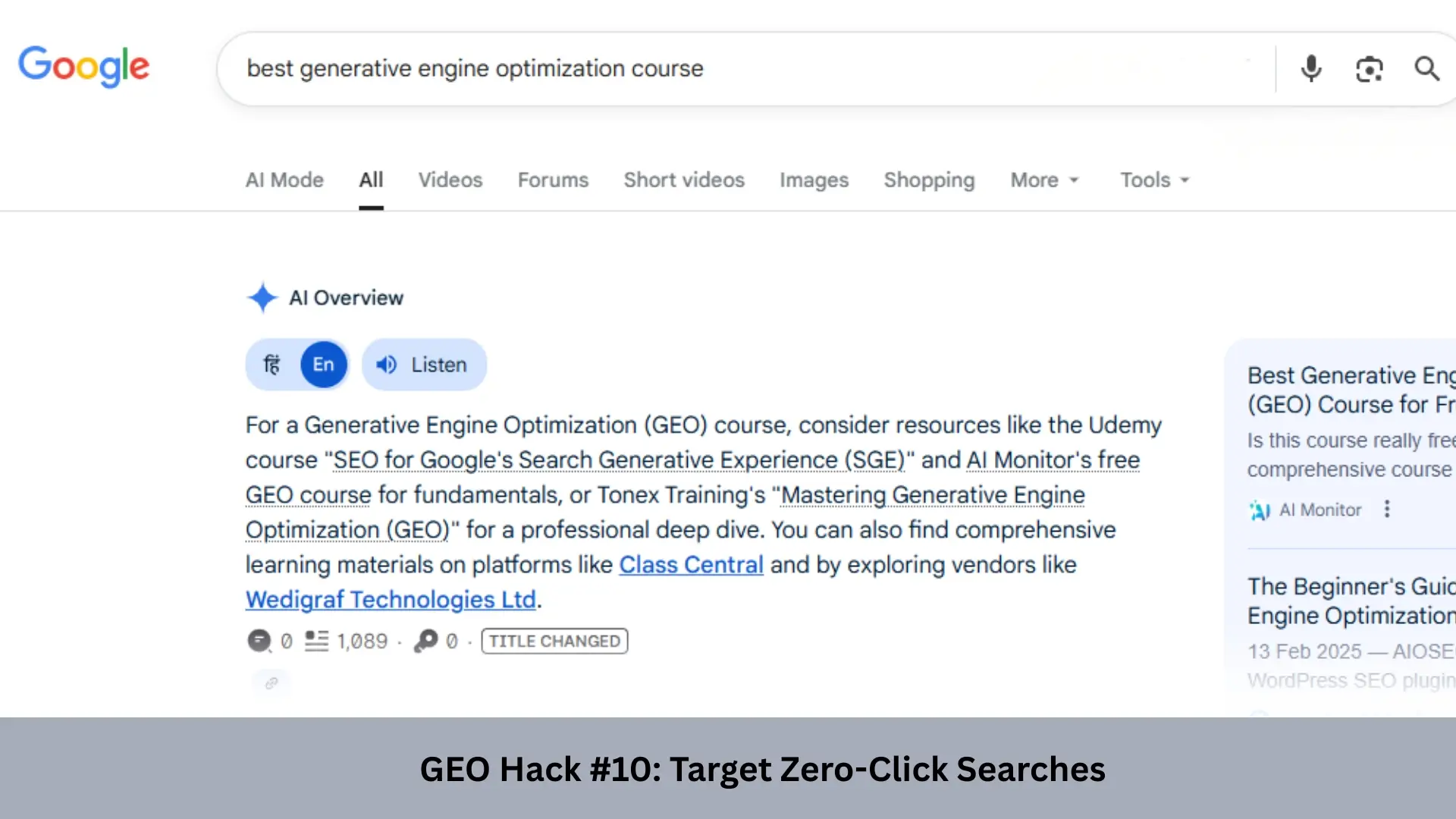 Targeting Zero Click searches to enhance AI Visibility