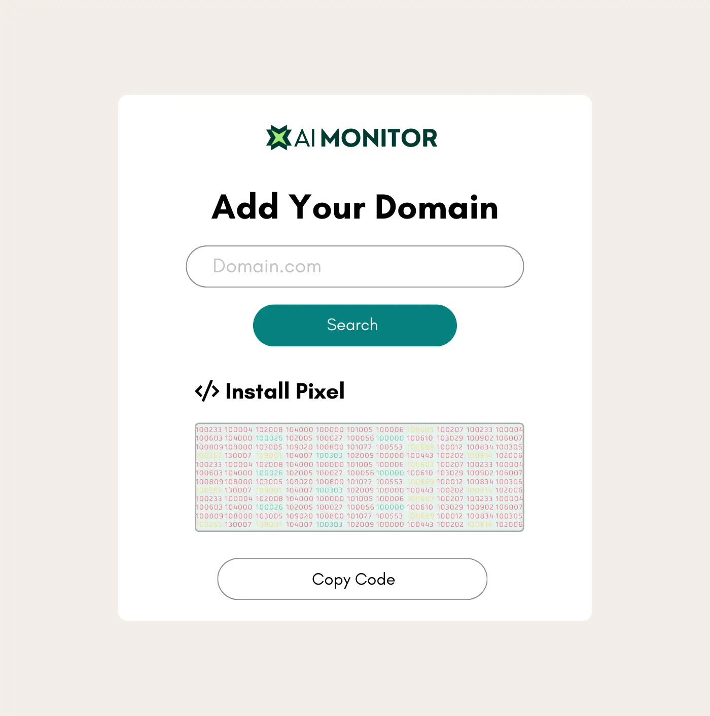 Add Your Domain & Install the Pixel code provided